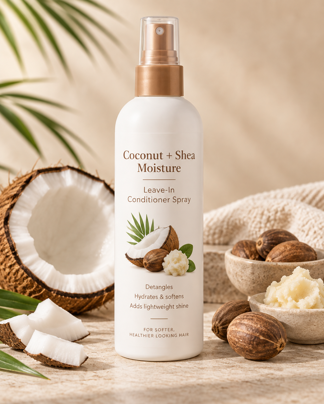 Coconut and shea leave-in conditioner spray